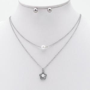 Stainless steel necklace earring two-piece set suitable for women's daily wear - KS229948-TJG