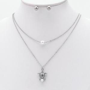 Stainless steel necklace earring two-piece set suitable for women's daily wear - KS229949-TJG