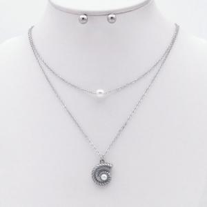 Stainless steel necklace earring two-piece set suitable for women's daily wear - KS229950-TJG