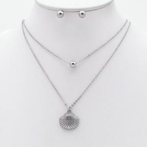 Stainless steel necklace earring two-piece set suitable for women's daily wear - KS229951-TJG