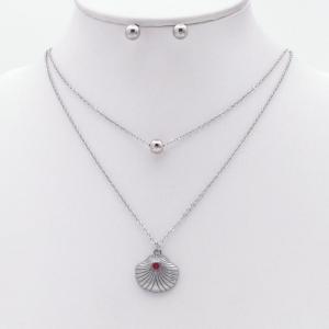 Stainless steel necklace earring two-piece set suitable for women's daily wear - KS229952-TJG