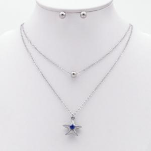 Stainless steel necklace earring two-piece set suitable for women's daily wear - KS229954-TJG