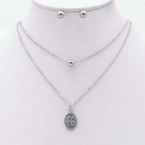 Stainless steel necklace earring two-piece set suitable for women's daily wear - KS229958-TJG