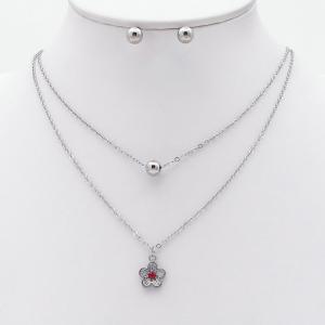 Stainless steel necklace earring two-piece set suitable for women's daily wear - KS229963-TJG