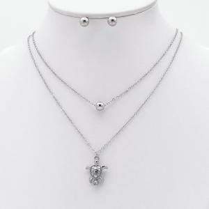 Stainless steel necklace earring two-piece set suitable for women's daily wear - KS229974-TJG