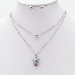 Stainless steel necklace earring two-piece set suitable for women's daily wear - KS229975-TJG