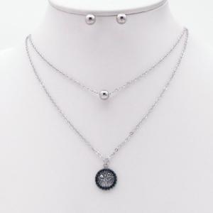 Stainless steel necklace earring two-piece set suitable for women's daily wear - KS229978-TJG