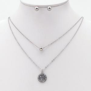 Stainless steel necklace earring two-piece set suitable for women's daily wear - KS229980-TJG