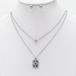 Stainless steel necklace earring two-piece set suitable for women's daily wear - KS229994-TJG