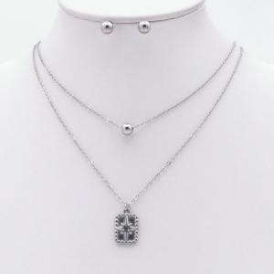 Stainless steel necklace earring two-piece set suitable for women's daily wear - KS229995-TJG