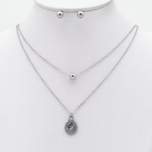Stainless steel necklace earring two-piece set suitable for women's daily wear - KS229996-TJG
