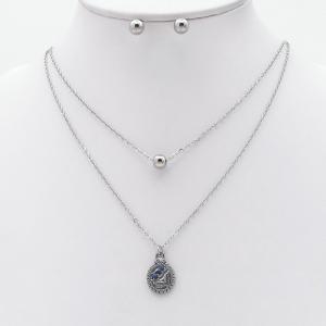 Stainless steel necklace earring two-piece set suitable for women's daily wear - KS229999-TJG