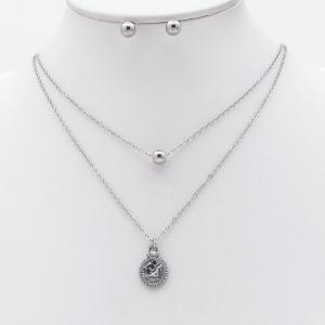 Stainless steel necklace earring two-piece set suitable for women's daily wear - KS230000-TJG
