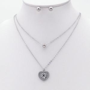 Stainless steel necklace earring two-piece set suitable for women's daily wear - KS230001-TJG