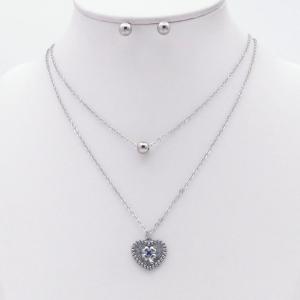 Stainless steel necklace earring two-piece set suitable for women's daily wear - KS230002-TJG