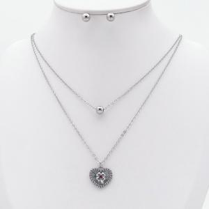 Stainless steel necklace earring two-piece set suitable for women's daily wear - KS230004-TJG