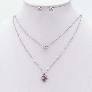 Stainless steel necklace earring two-piece set suitable for women's daily wear - KS230008-TJG