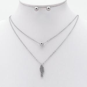 Stainless steel necklace earring two-piece set suitable for women's daily wear - KS230009-TJG