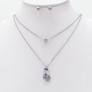 Stainless steel necklace earring two-piece set suitable for women's daily wear - KS230013-TJG