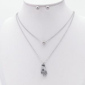 Stainless steel necklace earring two-piece set suitable for women's daily wear - KS230014-TJG