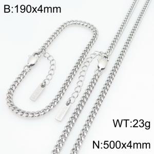 Stainless steel chain necklace and bracelet set - KS230019-KFC