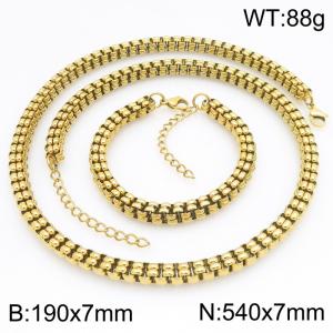 Stainless steel chain bracelet necklace jewelry set - KS230232-ZJZL