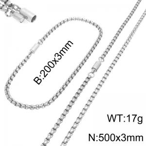 Stainless Steel Chain Bracelet and Necklace Jewelry Set - KS230294-Z