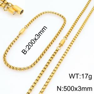Stainless Steel Chain Bracelet and Necklace Jewelry Set - KS230298-Z