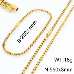 Stainless Steel Chain Bracelet and Necklace Jewelry Set - KS230299-Z