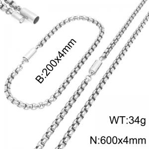 Stainless Steel Chain Bracelet and Necklace Jewelry Set - KS230304-Z