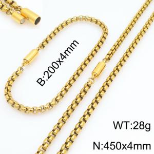 Stainless Steel Chain Bracelet and Necklace Jewelry Set - KS230305-Z