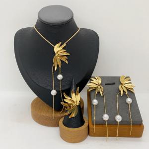 Women's Stainless Steel Fashion Jewelry Pendant Ring Earrings Set of Three - KS231278-LX