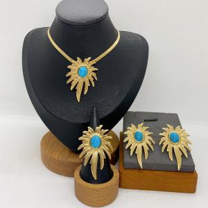 Women's Stainless Steel Fashion Jewelry Pendant Ring Earrings Set of Three - KS231282-LX