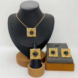 Women's Stainless Steel Fashion Jewelry Pendant Ring Earrings Set of Three - KS231285-LX