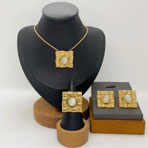 Women's Stainless Steel Fashion Jewelry Pendant Ring Earrings Set of Three - KS231286-LX