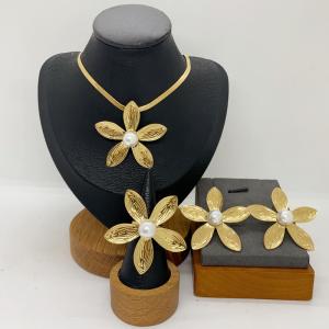 Women's Stainless Steel Fashion Jewelry Pendant Ring Earrings Set of Three - KS231289-LX