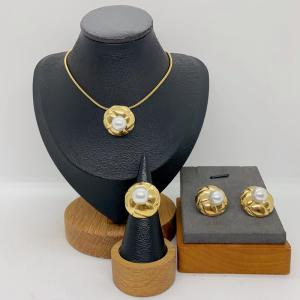 Women's Stainless Steel Fashion Jewelry Pendant Ring Earrings Set of Three - KS231294-LX