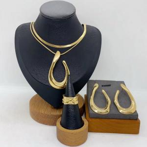 Women's Stainless Steel Fashion Jewelry Pendant Ring Earrings Set of Three - KS231300-LX