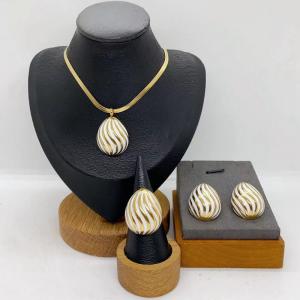 Women's Stainless Steel Fashion Jewelry Pendant Ring Earrings Set of Three - KS231303-LX