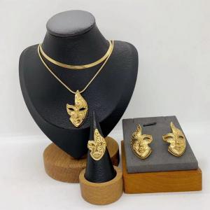 Women's Stainless Steel Fashion Jewelry Pendant Ring Earrings Set of Three - KS231308-LX