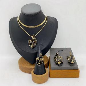 Women's Stainless Steel Fashion Jewelry Pendant Ring Earrings Set of Three - KS231309-LX