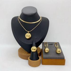 Women's Stainless Steel Fashion Jewelry Pendant Ring Earrings Set of Three - KS231310-LX