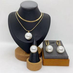 Women's Stainless Steel Fashion Jewelry Pendant Ring Earrings Set of Three - KS231311-LX