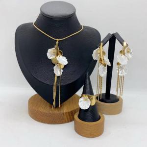 Women's Stainless Steel Fashion Jewelry Pendant Ring Earrings Set of Three - KS231315-LX