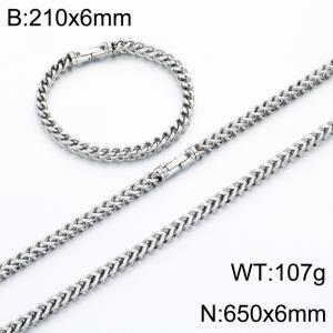 Fashion Jewelry Stainless Steel Bracelet Necklace Set - KS231327-KFC