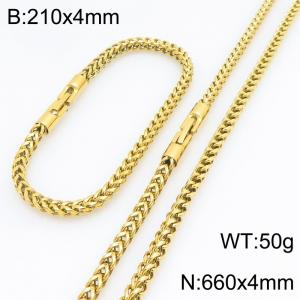 Fashion Jewelry Stainless Steel Chain Bracelet Necklace Set - KS231633-KFC
