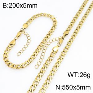 Stainless steel NK chain bracelet necklace set suitable for daily jewelry wear - KS232043-ZJZL