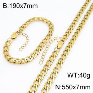 Stainless steel NK chain bracelet necklace set suitable for daily jewelry wear - KS232047-ZJZL