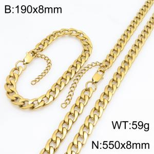 Stainless steel NK chain bracelet necklace set suitable for daily jewelry wear - KS232049-ZJZL