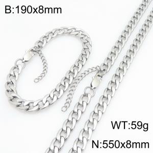 Stainless steel NK chain bracelet necklace set suitable for daily jewelry wear - KS232050-ZJZL